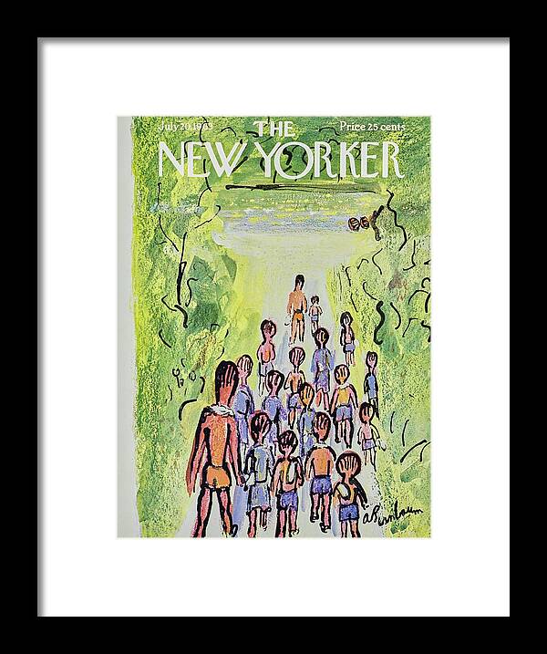Illustration Framed Print featuring the painting New Yorker July 20th 1963 by Aaron Birnbaum