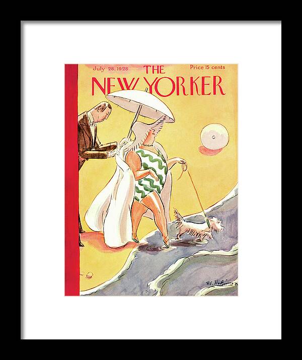 Fat Woman Framed Print featuring the painting New Yorker July 28th, 1928 by Helen E Hokinson