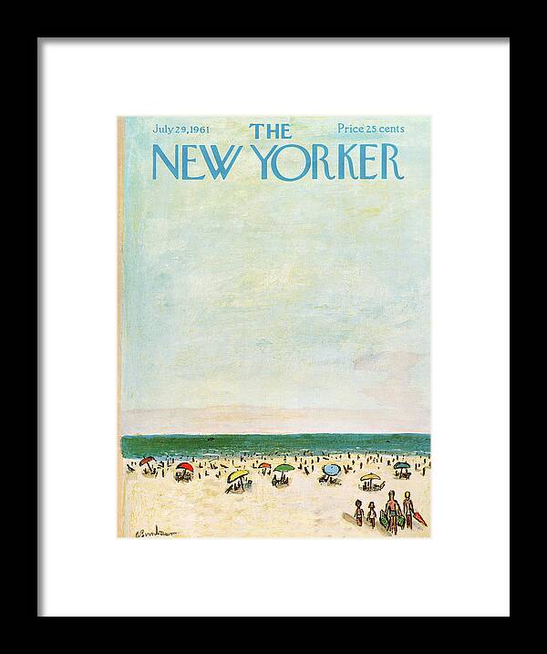 Sea Framed Print featuring the painting New Yorker July 29th, 1961 by Abe Birnbaum