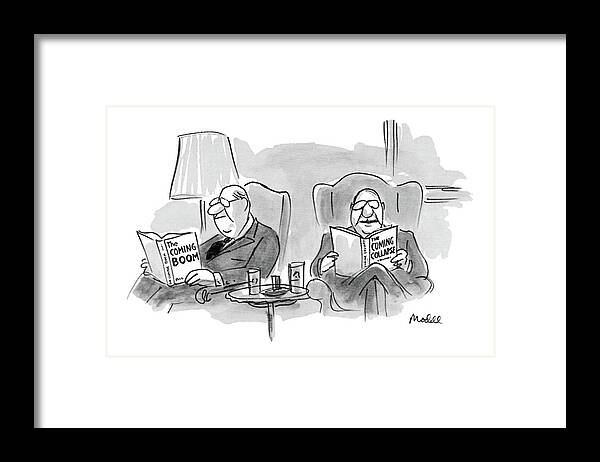(two Men At Their Club Framed Print featuring the drawing New Yorker July 4th, 1983 by Frank Modell