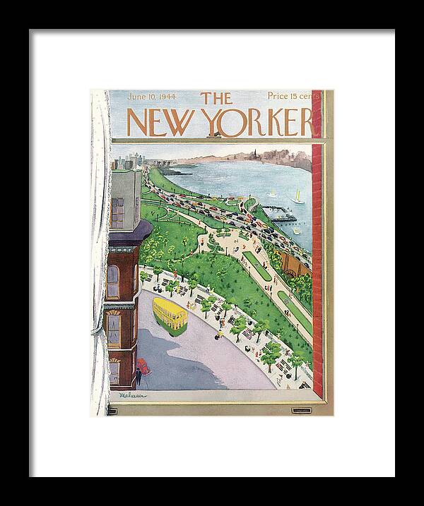 River Framed Print featuring the painting New Yorker June 10, 1944 by Christina Malman