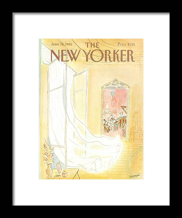 Music Framed Print featuring the painting New Yorker June 28th, 1982 by Jean-Jacques Sempe