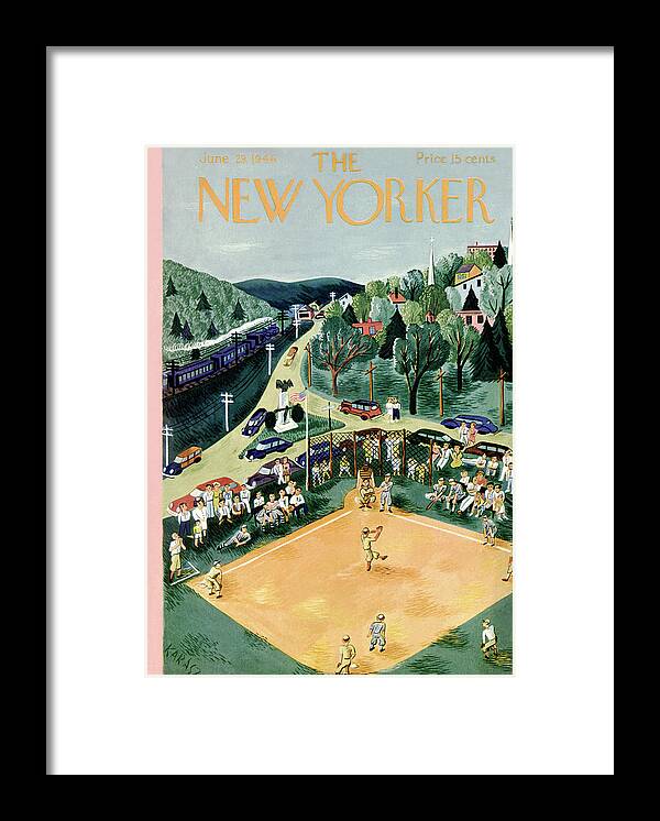 Baseball Framed Print featuring the painting New Yorker June 29, 1946 by Ilonka Karasz