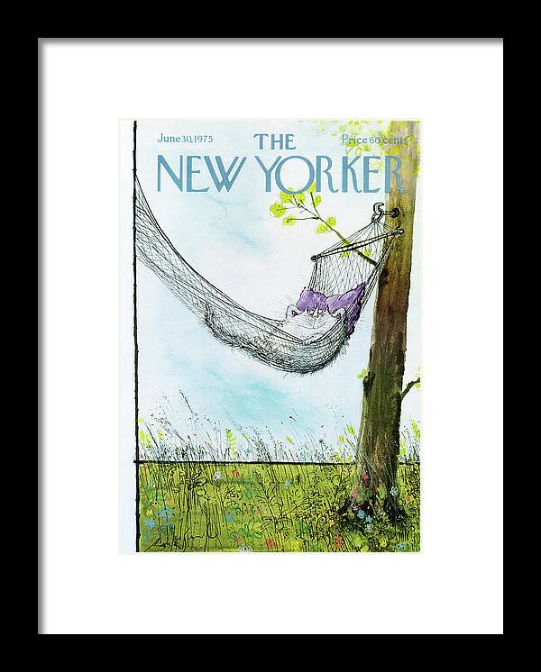 Animals Framed Print featuring the painting New Yorker June 30th, 1975 by Ronald Searle