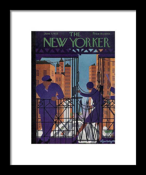 Illustration Framed Print featuring the painting New Yorker June 3rd, 1933 by Adolph K Kronengold