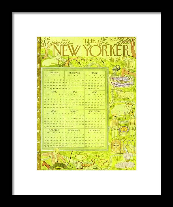 Zodiac Framed Print featuring the painting New Yorker January 1, 1949 by Ilonka Karasz