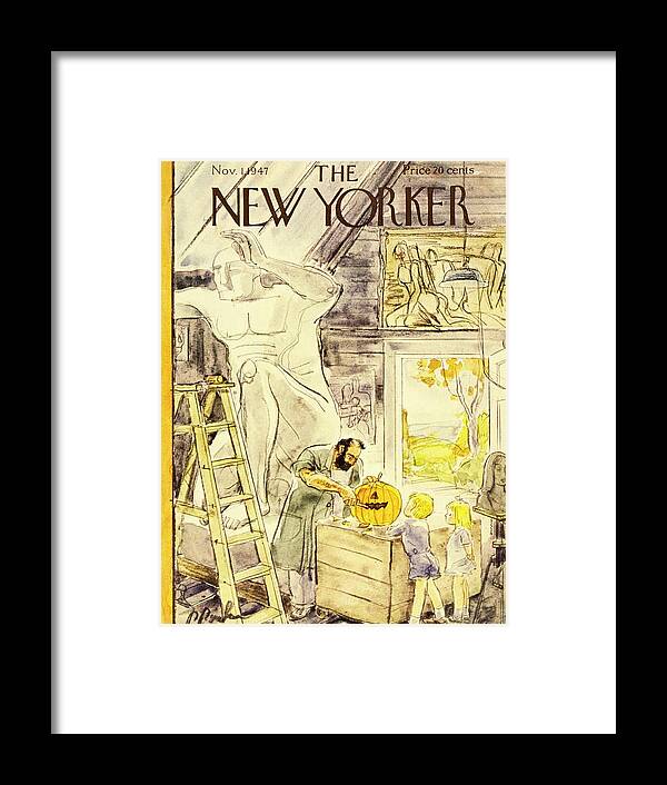Holiday Framed Print featuring the painting New Yorker November 1, 1947 by Perry Barlow