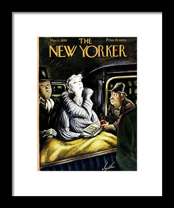 Vehicle Framed Print featuring the painting New Yorker March 11 1939 by Constantin Alajalov
