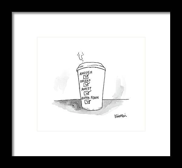 Coffee Framed Print featuring the drawing New Yorker March 13th, 2017 by Ken Krimstein
