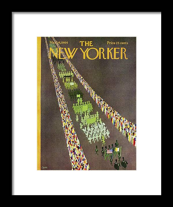 Illustration Framed Print featuring the painting New Yorker March 14th 1964 by Charles E Martin