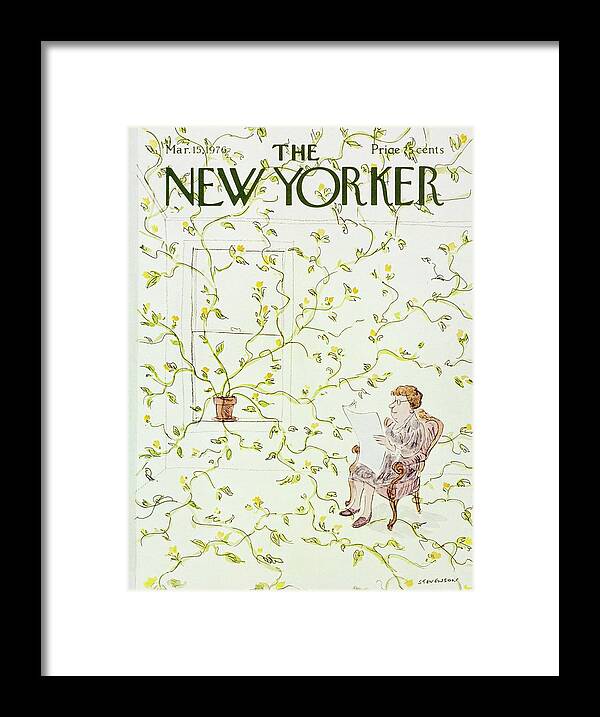 Illustration Framed Print featuring the painting New Yorker March 15th 1976 by James Stevenson