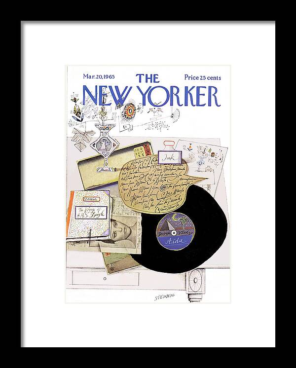 Saul Steinberg 49844 Steinbergattny Framed Print featuring the painting New Yorker March 20th, 1965 by Saul Steinberg