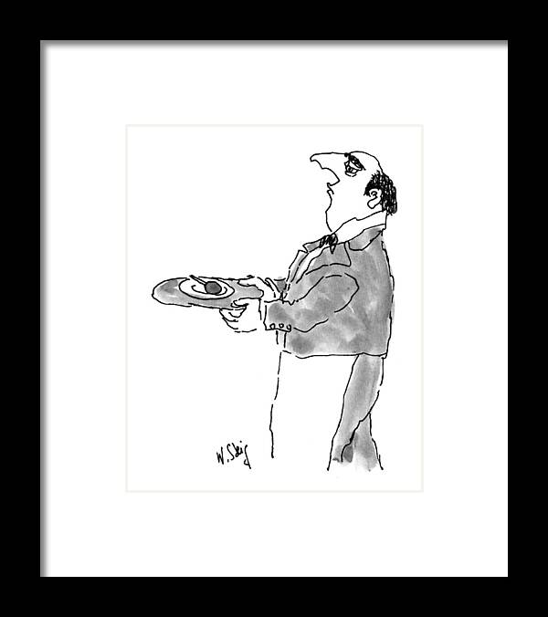 Waiter Framed Print featuring the drawing New Yorker March 2nd, 1992 by William Steig