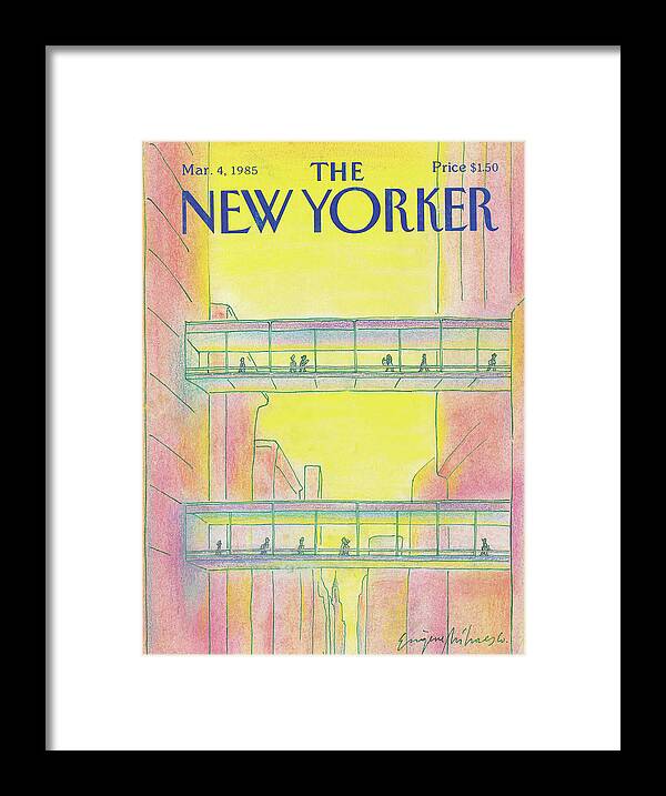 Manhattan Framed Print featuring the painting New Yorker March 4th, 1985 by Eugene Mihaesco