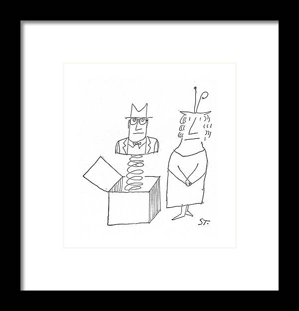 Captionless Framed Print featuring the drawing New Yorker March 5th, 1960 by Saul Steinberg