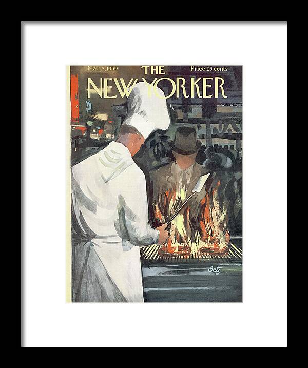 Food Framed Print featuring the painting New Yorker March 7th, 1959 by Arthur Getz
