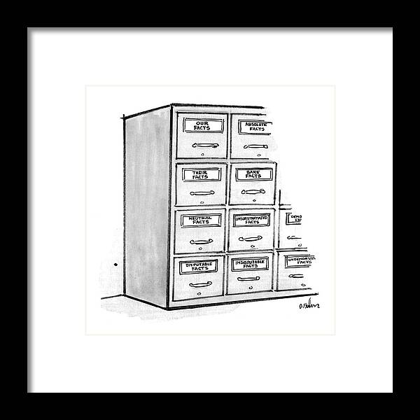 Filing Cabinets Labeled Framed Print featuring the drawing New Yorker March 7th, 1977 by Dana Fradon