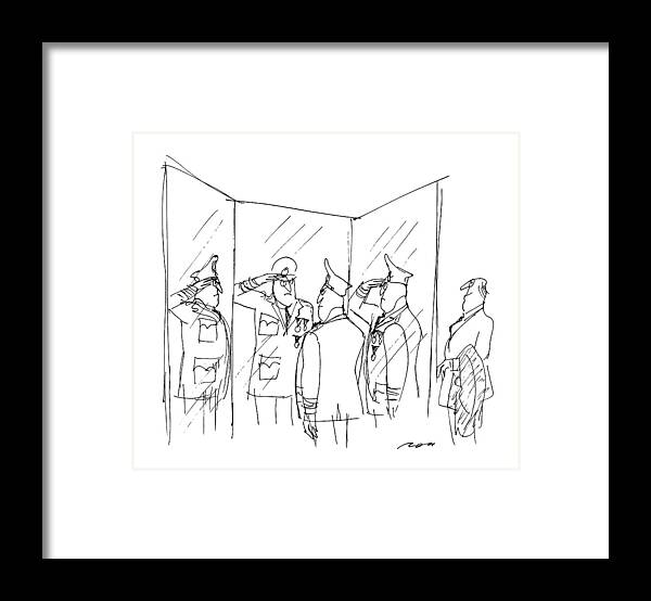 No Caption
General Looks In 3-way Mirror Framed Print featuring the drawing New Yorker March 9th, 1987 by Al Ross