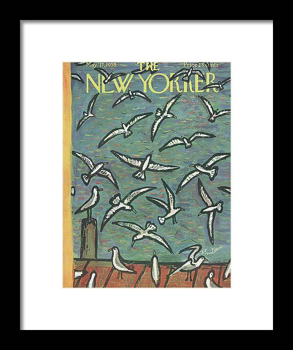 Sea Framed Print featuring the painting New Yorker May 17th, 1958 by Abe Birnbaum