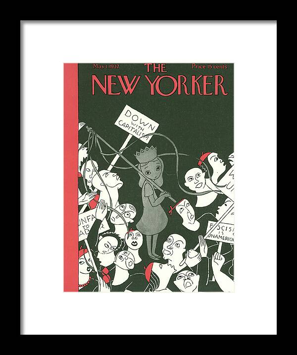 Down With Capitalism Framed Print featuring the painting New Yorker May 1, 1937 by Christina Malman