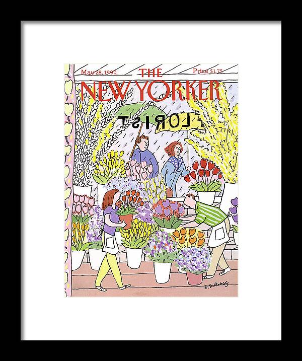 Consumerism Framed Print featuring the painting New Yorker May 28th, 1990 by Devera Ehrenberg