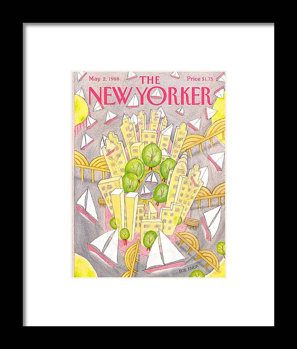  Technology Framed Print featuring the painting New Yorker May 2nd, 1988 by Bob Knox