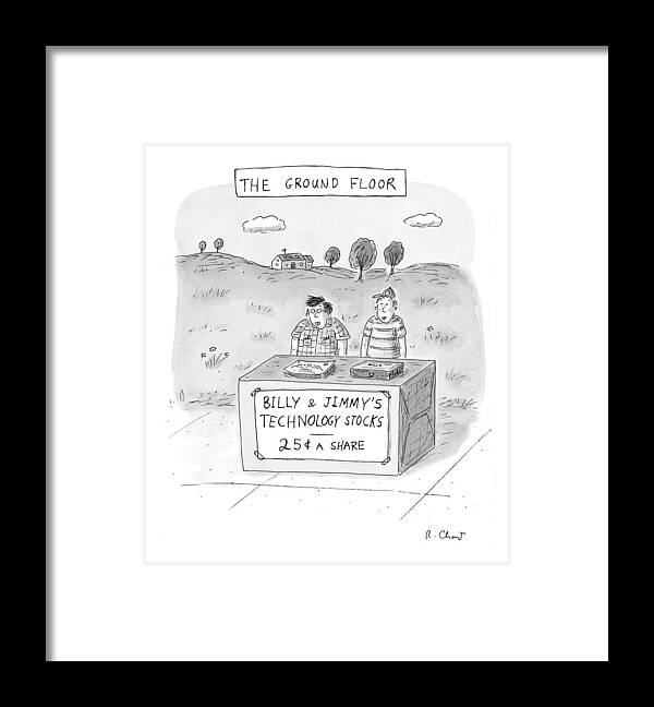 Stocks Framed Print featuring the drawing New Yorker May 31st, 1999 by Roz Chast