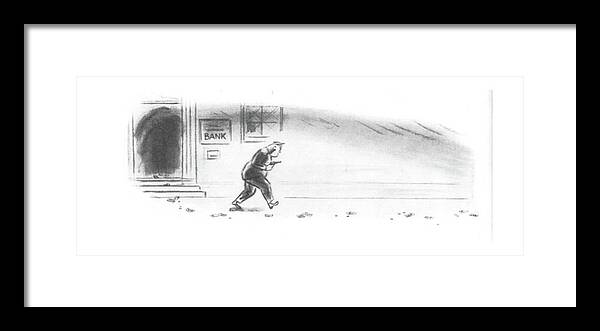 111137 Ldv Leonard Dove Policeman Tracking Robbers By Following Bank Notes They Dropped While Escaping. Action Armed Arrest Bank Break-in Cop Cops Crime Criminal Criminals Crook Dropped Enforcement Escaping Following Gun Hold Law Life Low Mug Mugger Mugging Notes Nypd Police Policeman Policemen Rob Robber Robbers Robbery Thief Thieves Tracking While Framed Print featuring the drawing New Yorker May 3rd, 1941 by Leonard Dove