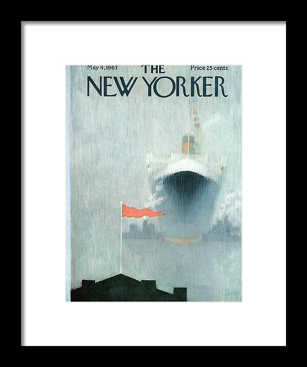 Ocean Liner Framed Print featuring the painting New Yorker May 4th, 1963 by Charles E Martin