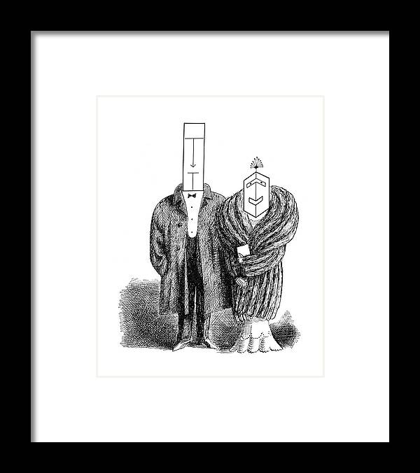 115918 Sst Saul Steinberg (couples And Individuals With Unusually Shaped Faces.) 2-page Appearances Appears Business Character Class Clothes Clothing Coat Couples Depicts Example Face Faces Fur Furs Geometry High Humanity Individuals Low Man Mind Occupation People Personality Profession Professional Psychological Psychology Rock Shape Shaped Shapes Similar Slab Social Society Spread Their Tycoon Type Types Unusually Framed Print featuring the drawing New Yorker May 5th, 1962 by Saul Steinberg