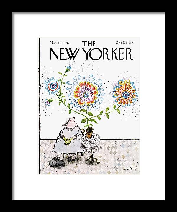 Old Woman Framed Print featuring the painting New Yorker November 20th, 1978 by Ronald Searle