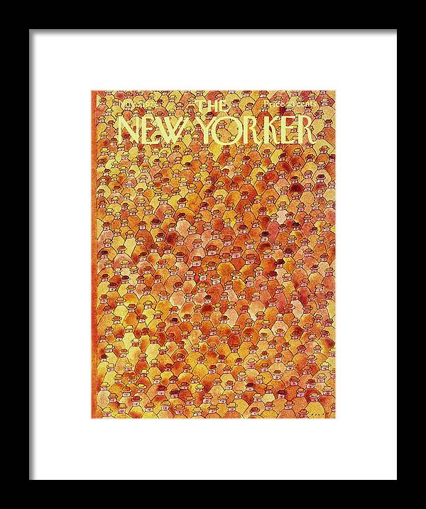 Illustration Framed Print featuring the painting New Yorker November 5th 1973 by Jean-Michel Folon