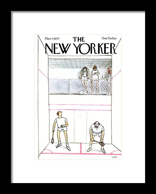 Sports Framed Print featuring the painting New Yorker November 7th, 1977 by Charles Saxon