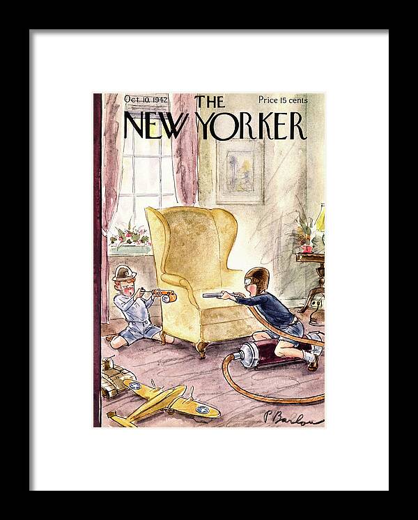 Kids Framed Print featuring the painting New Yorker October 10, 1942 by Perry Barlow