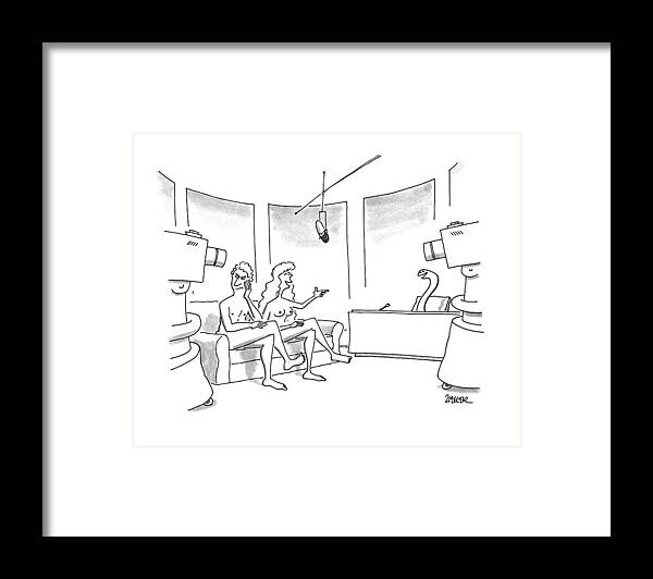 
(on A Tv Talk Show Framed Print featuring the drawing New Yorker October 19th, 1992 by Jack Ziegler