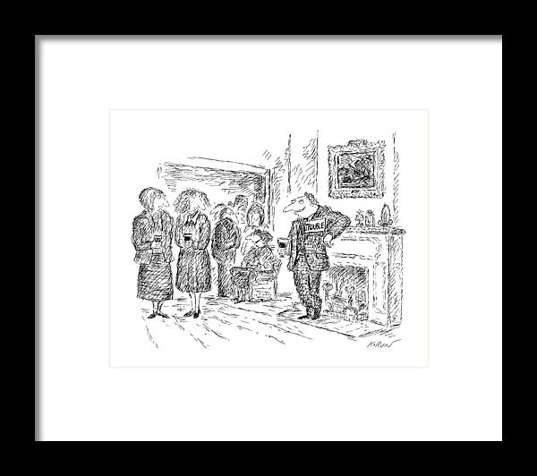Introductions Framed Print featuring the drawing New Yorker October 1st, 1990 by Edward Koren