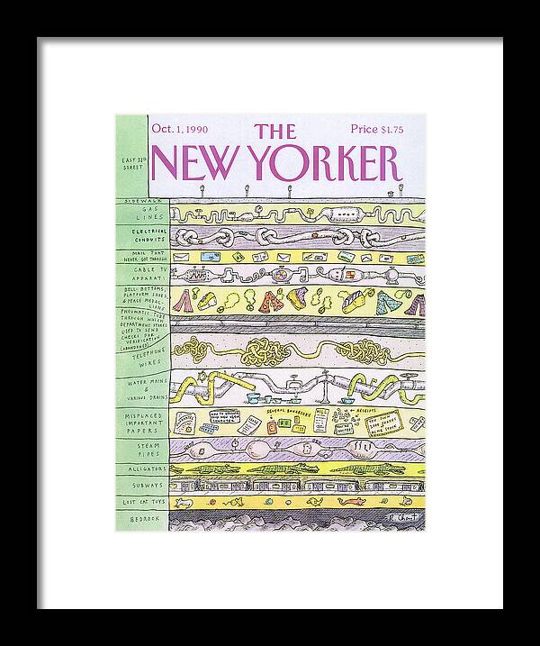 Modern Life Framed Print featuring the painting New Yorker October 1st, 1990 by Roz Chast