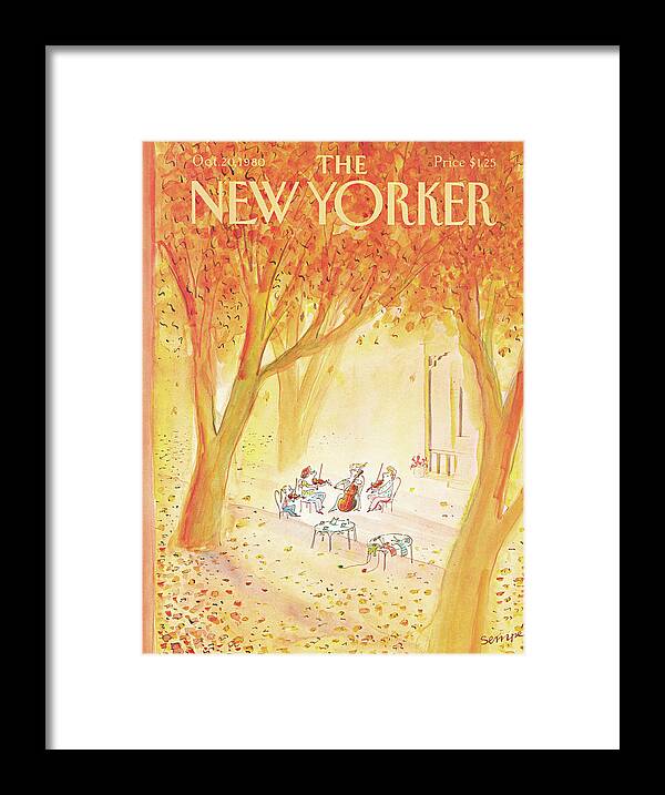 String Quartet Framed Print featuring the painting New Yorker October 20th, 1980 by Jean-Jacques Sempe
