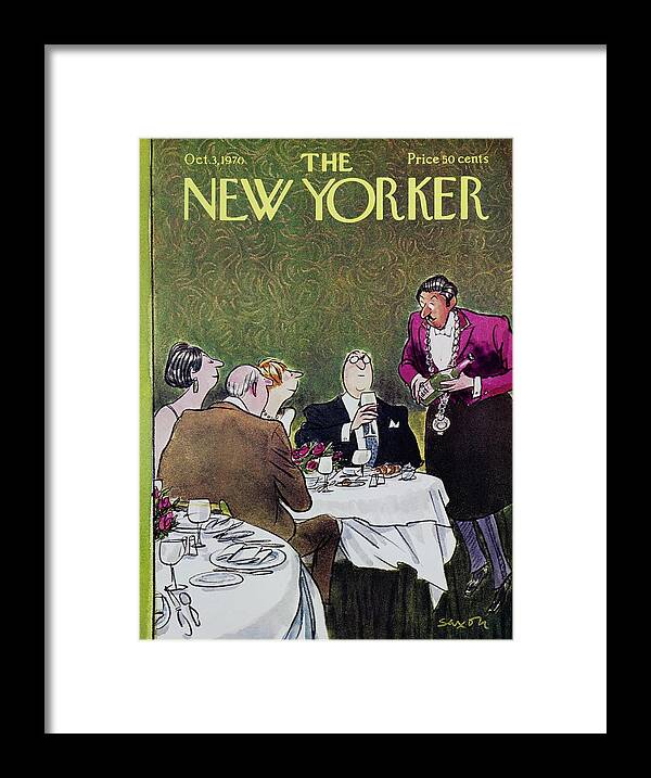 Illustration Framed Print featuring the painting New Yorker October 3rd 1970 by Charles D Saxon