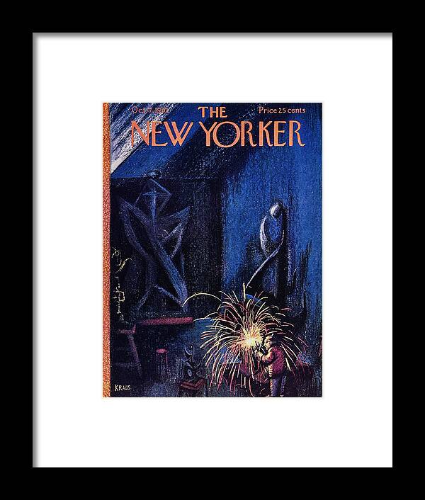 Illustration Framed Print featuring the painting New Yorker October 7th 1961 by Robert Kraus