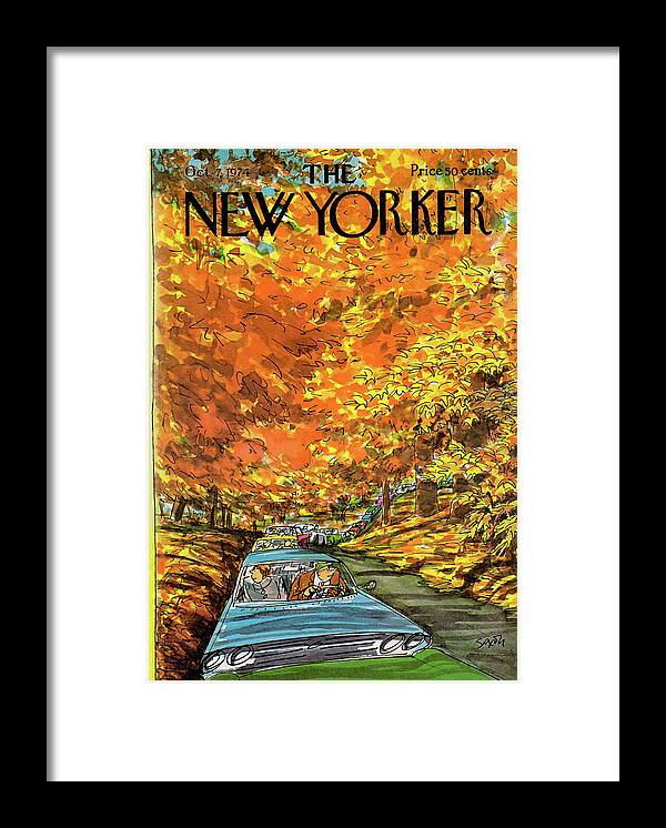 Autumn Framed Print featuring the painting New Yorker October 7th, 1974 by Charles Saxon