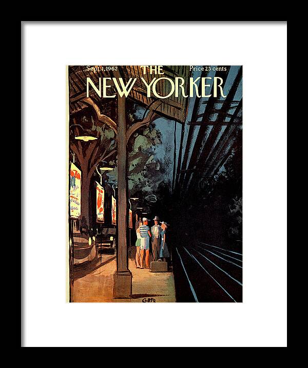 Wait Framed Print featuring the painting New Yorker September 1st, 1962 by Arthur Getz