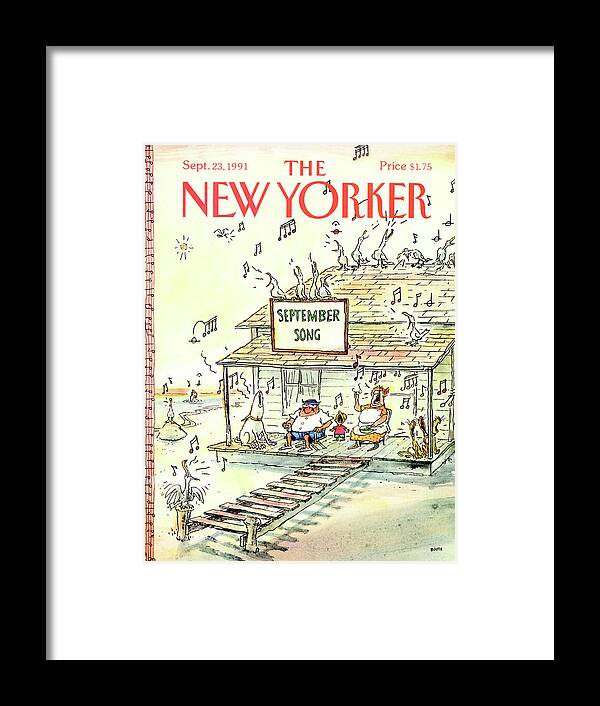 Animals Framed Print featuring the painting New Yorker September 23rd, 1991 by George Booth