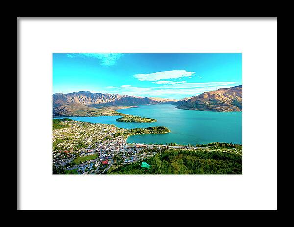 Aerial Framed Print featuring the photograph New Zealand, South Island, View Towards by Miva Stock