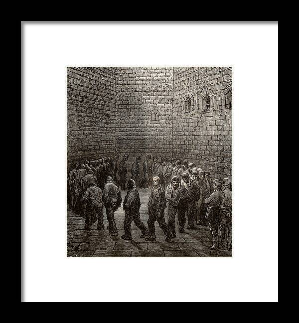 Gustave Dore Framed Print featuring the drawing Newgate Prison Exercise Yard by Gustave Dore
