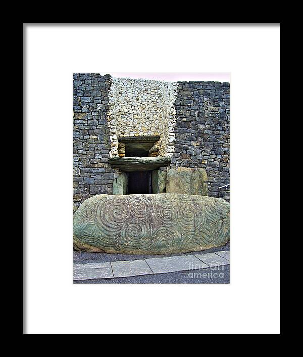 Newgrange Framed Print featuring the photograph Newgrange entrance by Nina Ficur Feenan