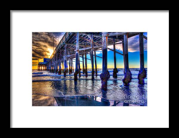 Pier Framed Print featuring the photograph Newport Beach Pier - Low Tide by Jim Carrell
