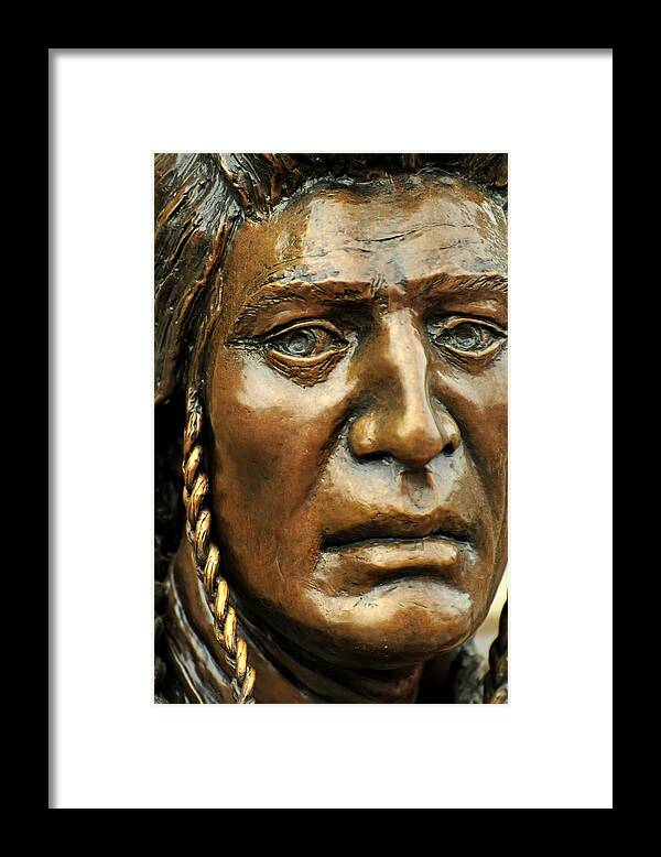 Art Framed Print featuring the photograph Nez Perce Indian Bronze, Joseph, Oregon by Theodore Clutter