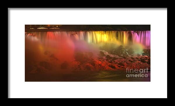 American Falls Framed Print featuring the photograph Niagara American Falls Lights by Adam Jewell