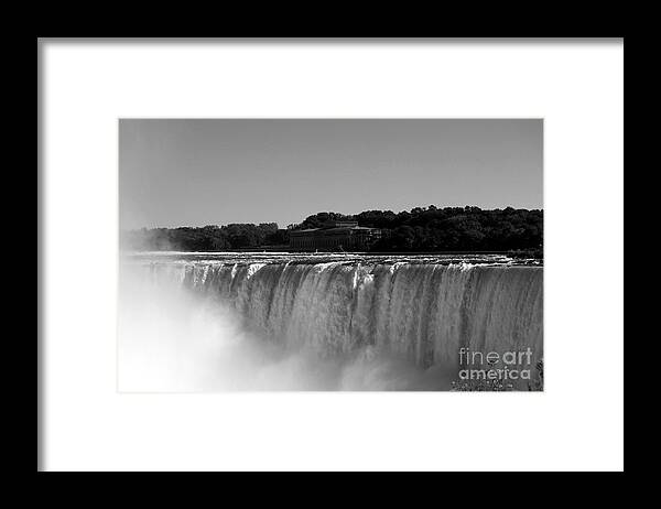  Water Framed Print featuring the photograph Niagra Falls Canada Hydro in black and white by Jennifer E Doll